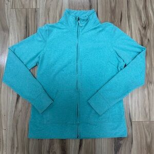 L.L.Bean Women's Small Teal Full Zip Sweatshirt Kangaroo Pocket Layering Spring